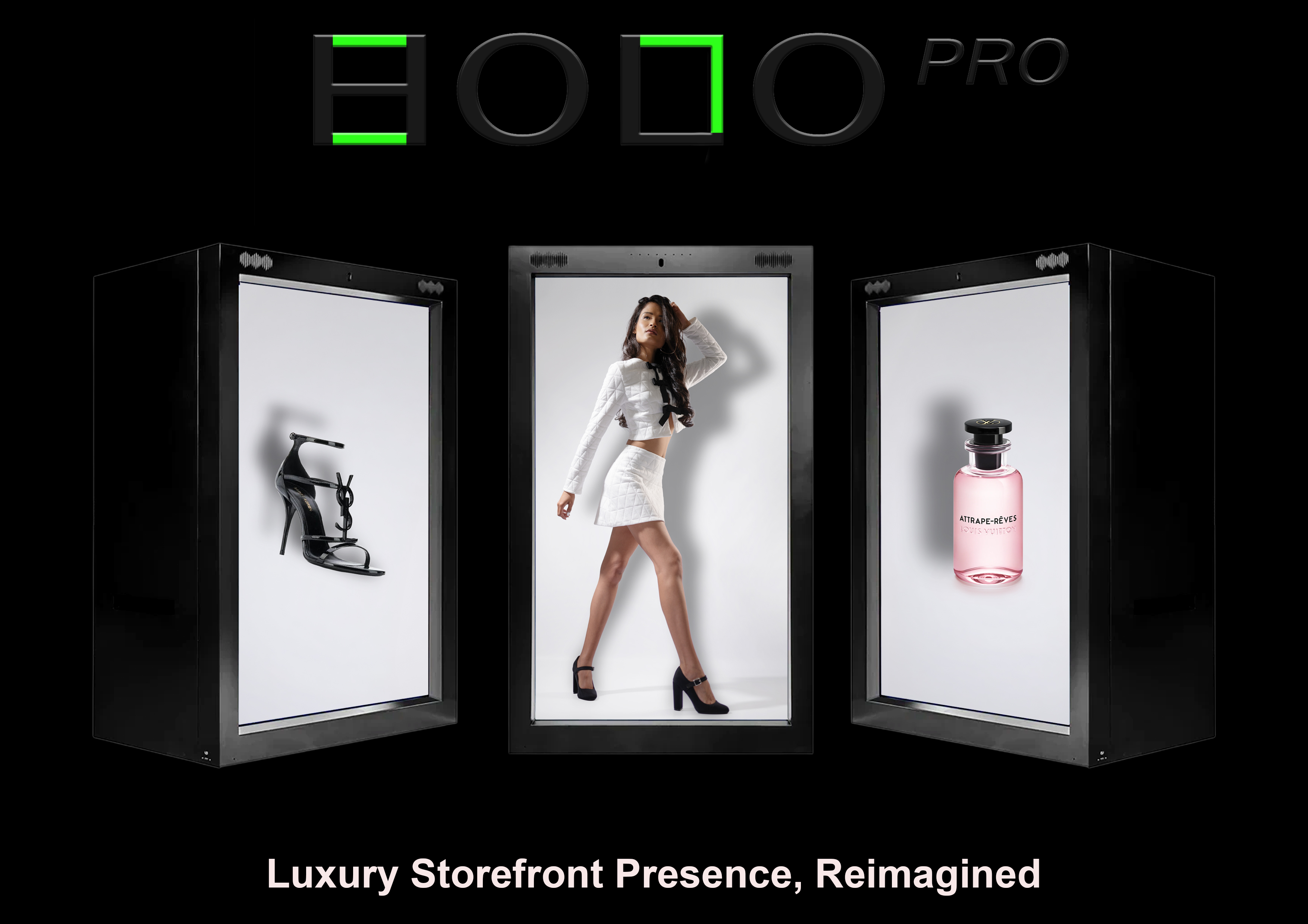 HoloPro holographic displays showcasing luxury products